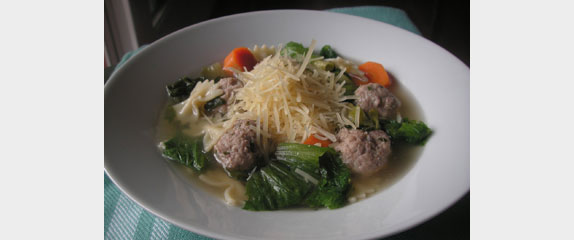 Escarole and meatball soup